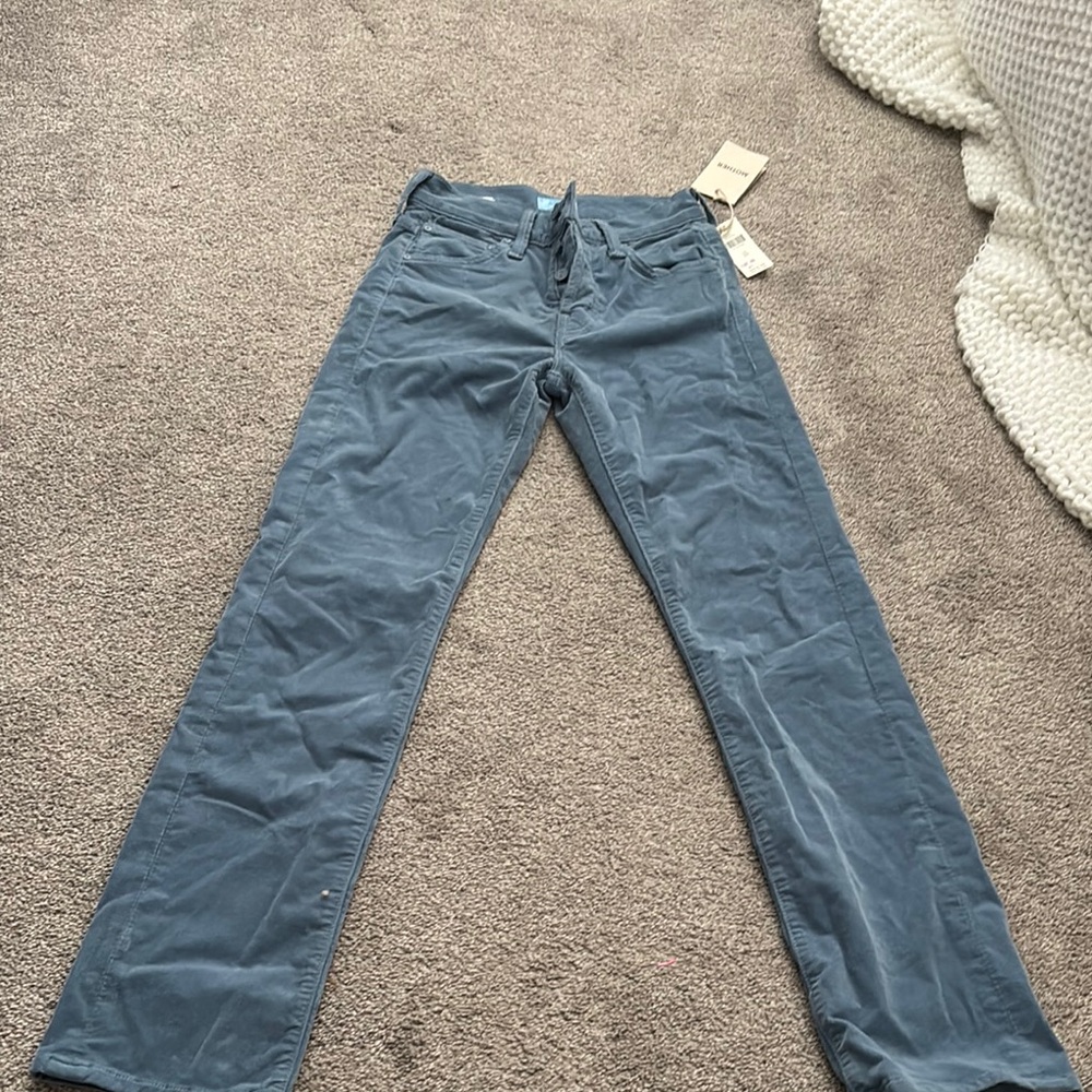 MOTHER Blue Straight Leg Jeans Classic Corduroy Pants New With Tags